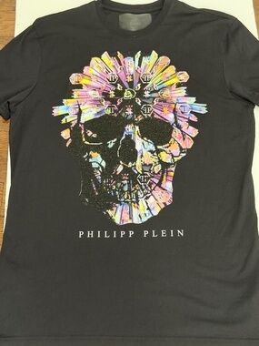 Philipp Plein Glass Skull Crystal Rhinestone T-Shirt Couture Limited Edition